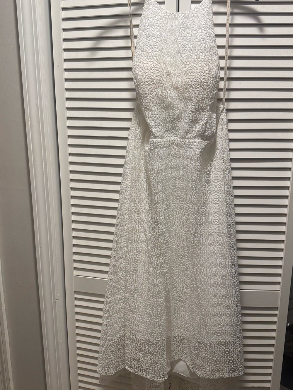 Jenny Yoo Penelope White Lace High-Low Halter Dress. Little white dress